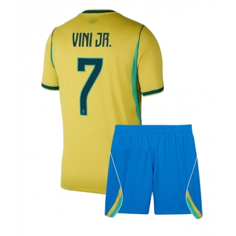 Billige Fotballdrakt Brasil Vinicius Junior #7 Replika Hjemmedraktsett Barn VM 2026 Kortermet (med bukser)